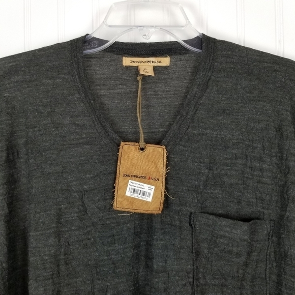 John Varvatos Men's XL Long Sleeve Pocket T Shirt Grey Wool Blend Exposed Hem - Picture 5 of 11